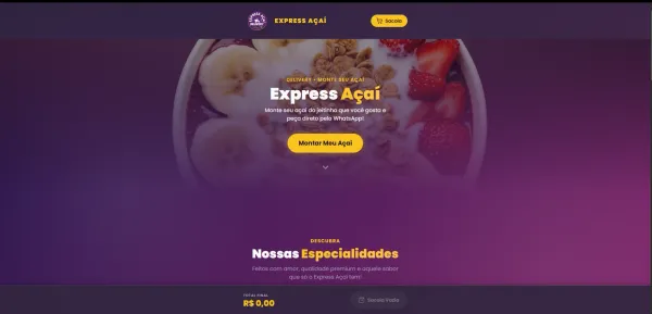 Site criado pela Auto Social Flow para Express Açaí